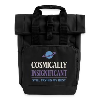 Existential humor, nihilism, humor, - Roll Top Backpack with Two Handles - black - Front