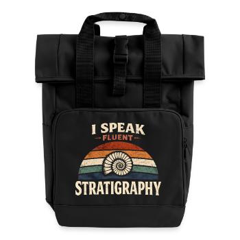 Ich spreche Stratigraphie | Geologie Fossilien - Rolltop Rucksack mit zwei Griffen - Schwarz - Vorne