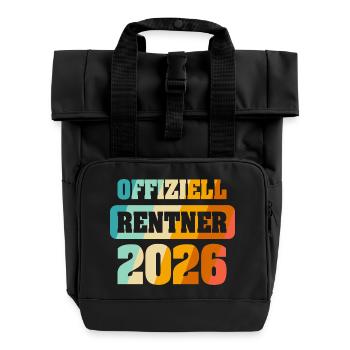 Offiziell Rente 2026 - Rolltop Rucksack mit zwei Griffen - Schwarz - Vorne