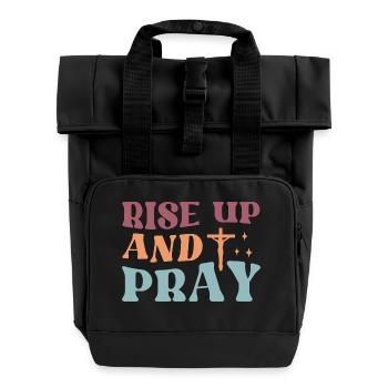 Rise And Pray - Roll Top Backpack with Two Handles - black - Front
