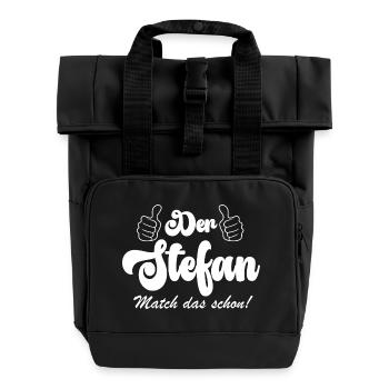 der Stefan match das schon - Rolltop Rucksack mit zwei Griffen - Schwarz - Vorne