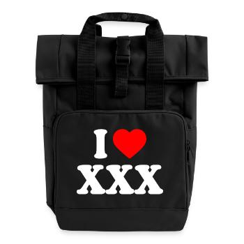 I love xxx - Rolltop Rucksack mit zwei Griffen - Schwarz - Vorne
