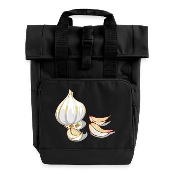 knoblauch garlic veggie gemuese vegetables5 - Rolltop Rucksack mit zwei Griffen - Schwarz - Vorne