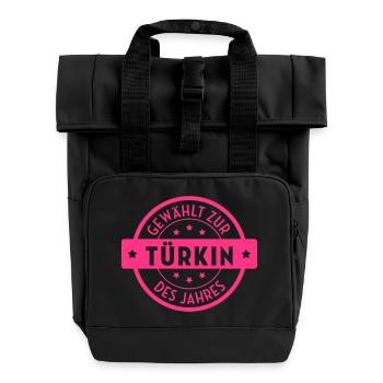 Türke Türkin Türkei Türkisch Turkey Turkish Ankara - Rolltop Rucksack mit zwei Griffen - Schwarz - Vorne