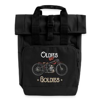 oldies but goldies motorcycle old men biker - Roll Top Backpack with Two Handles - black - Front