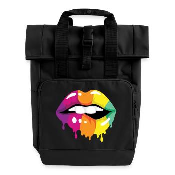 Coloured Lips - Roll Top Backpack with Two Handles - black - Front