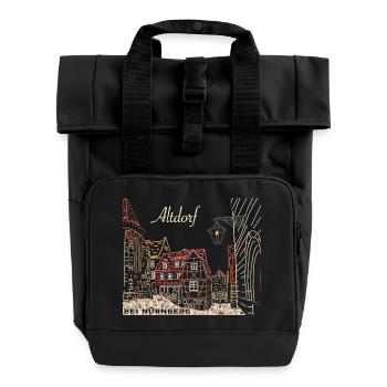 Altdorf near Nuremberg, half-timbered, Bavaria, drawing - Roll Top Backpack with Two Handles - black - Front