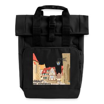 Altdorf près de Nuremberg, vieille ville, Bavière, dessin - Sac à dos Roll Top à deux anses - noir - Devant