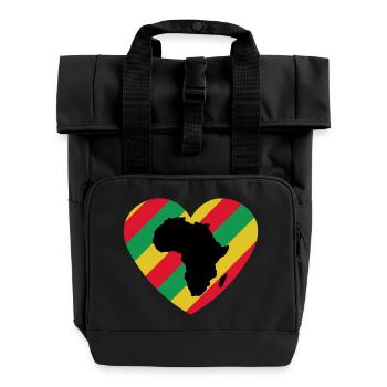 T-shirt Black History Month Africa Heart - Roll Top Backpack with Two Handles - black - Front