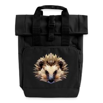 Igel Polygon Style - Rolltop Rucksack mit zwei Griffen - Schwarz - Vorne