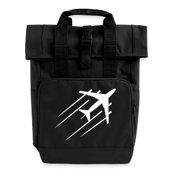 Flugzeug - Rolltop Rucksack mit zwei Griffen - Schwarz - Vorne