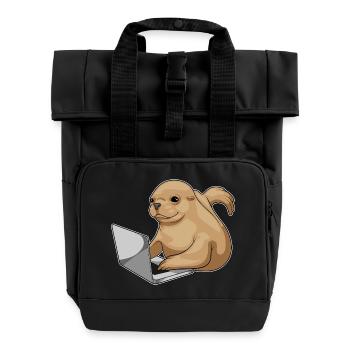 Seehund Laptop - Rolltop Rucksack mit zwei Griffen - Schwarz - Vorne