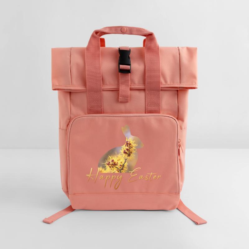 Happy Easter rabbit Roll Top Backpack with Two Handles