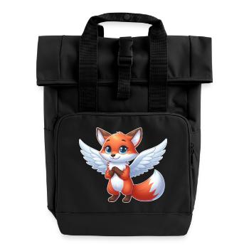 Süßer Fuchs Engel Comic Flügel - Rolltop Rucksack mit zwei Griffen - Schwarz - Vorne