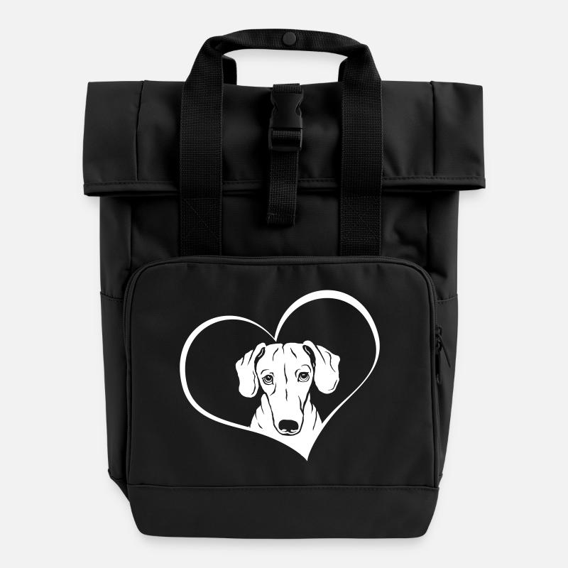 Teckel dans le cœur - Sac à dos Roll Top à deux anses - noir