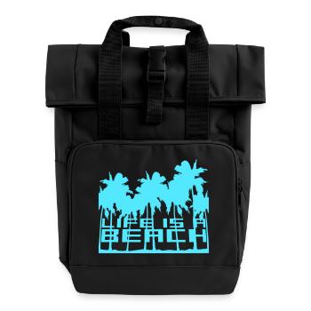 Life is a Beach Palmen Leben ist ein Strand Spruch - Rolltop Rucksack mit zwei Griffen - Schwarz - Vorne