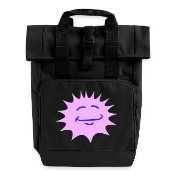 Helle Sonne Lustiges Gesicht Lächeln Comic Cartoon - Rolltop Rucksack mit zwei Griffen - Schwarz - Vorne