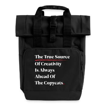 The True Source Of Creativity Is Always Ahead [W] - Roll Top Backpack with Two Handles - black - Front