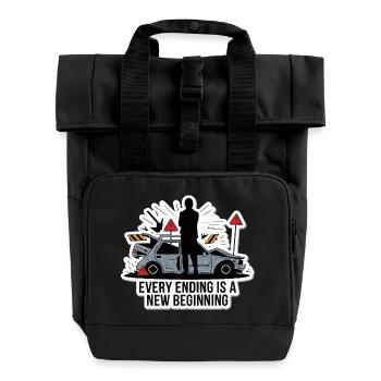 CHAQUE FIN EST UN NOUVEAU DÉPART - Sac à dos Roll Top à deux anses - noir - Devant