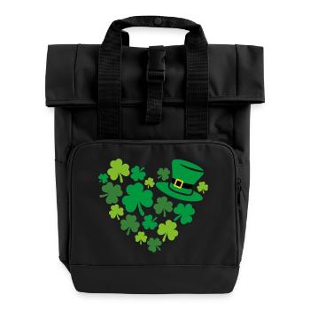 Herzförmiges Kleeblatt zum St. Patrick Tag - Rolltop Rucksack mit zwei Griffen - Schwarz - Vorne
