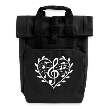 Musik Herz Leidenschaft Musikmotiv Notenschlüssel - Rolltop Rucksack mit zwei Griffen - Schwarz - Vorne