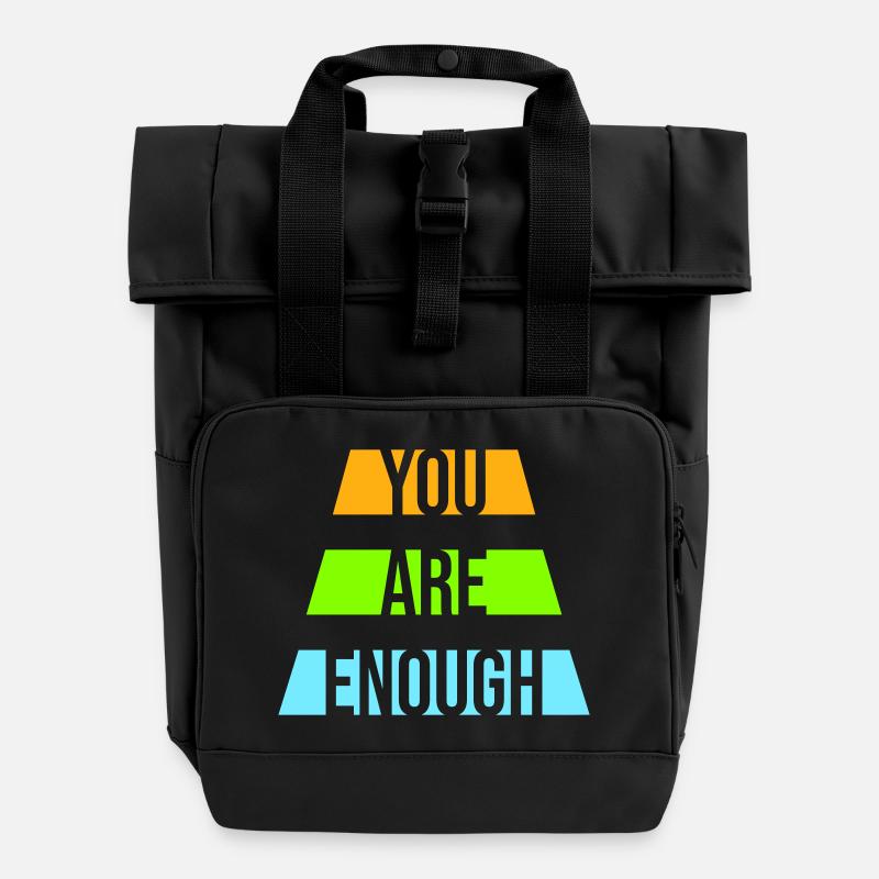 Vous êtes assez d’amour de soi Citation de motivation - Sac à dos Roll Top à deux anses - noir