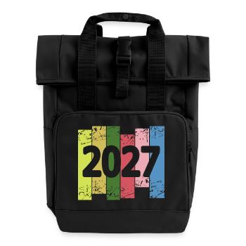 2027 - Roll Top Backpack with Two Handles - black - Front