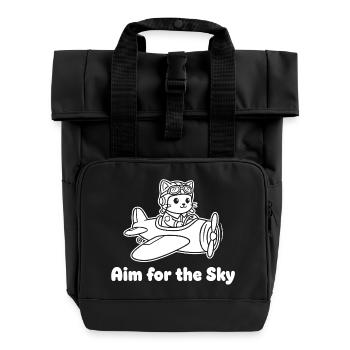 Aim for the Sky Kitty Pilot - Rolltop Rucksack mit zwei Griffen - Schwarz - Vorne