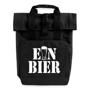 A beer glass logo typography - Roll Top Backpack with Two Handles - black - Front