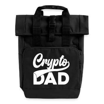 Crypto Dad Script Logo - Roll Top Backpack with Two Handles - black - Front