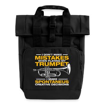 I don't make mistakes trumpet player - Roll Top Backpack with Two Handles - black - Front
