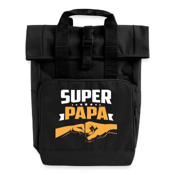 Super Papa Idea Cadeau Fête Des Fathers Anniversaire - Roll Top Backpack with Two Handles - black - Front