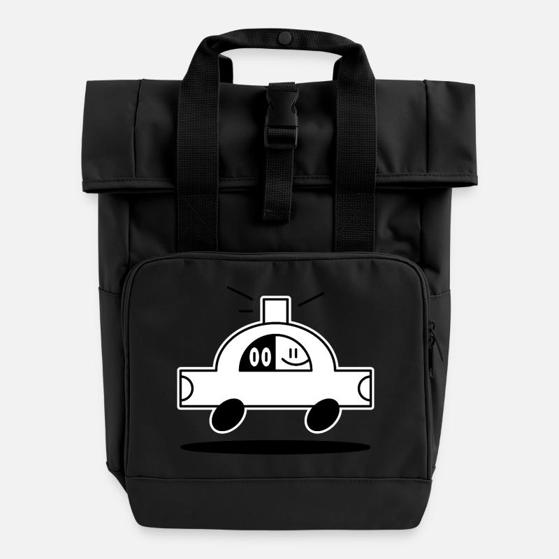 Ridesharing - Roll Top Backpack with Two Handles - black