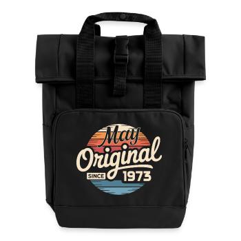 Legendary since May 1973 – Retro Vintage 1973 - Roll Top Backpack with Two Handles - black - Front