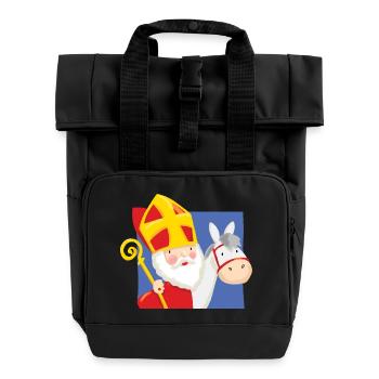Sinterklaas op Schimmel - Roll Top Backpack with Two Handles - black - Front