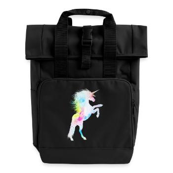 éclat pailleté née licorne princesse reines - Sac à dos Roll Top à deux anses - noir - Devant