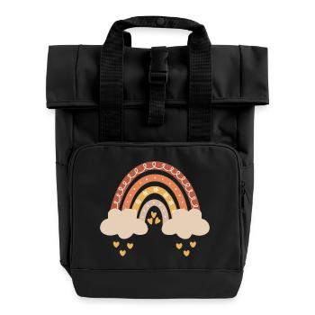 Boho Rainbow Natural Tones Baby Baby Shower Gift - Roll Top Backpack with Two Handles - black - Front