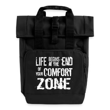 life begins at the end of your comfort zone - Roll Top Backpack with Two Handles - black - Front