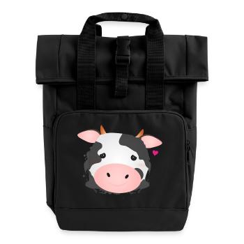 Vache mignonne pour les amoureux des animaux et les amateurs de ferme - Sac à dos Roll Top à deux anses - noir - Devant