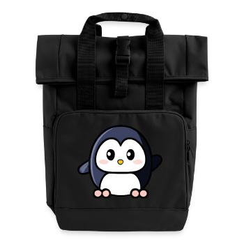Süßer Pinguin winkt - Rolltop Rucksack mit zwei Griffen - Schwarz - Vorne