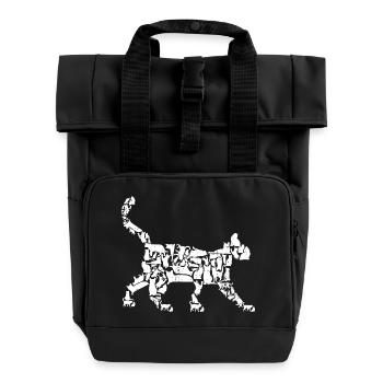 Cat Drawing - Roll Top Backpack with Two Handles - black - Front