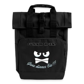 Wütendes Eisbär Motiv mit Spruch - Rolltop Rucksack mit zwei Griffen - Schwarz - Vorne
