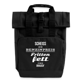 I Need Fry Fat Design Gift - Roll Top Backpack with Two Handles - black - Front
