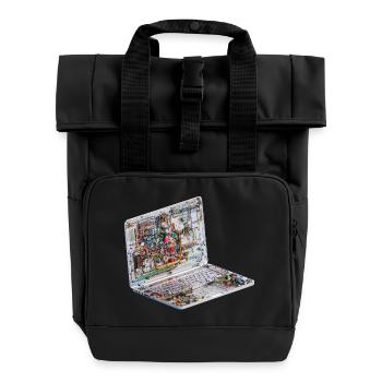 Transparente CAD-Schaltkreiskunst beim Laptop - Rolltop Rucksack mit zwei Griffen - Schwarz - Vorne