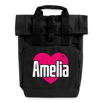 I Love Amelia Pinkes Herz Ich liebe Amelia - Rolltop Rucksack mit zwei Griffen - Schwarz - Vorne