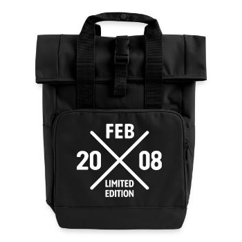 Limited Edition February 2008 Geburtstag Geschenk - Rolltop Rucksack mit zwei Griffen - Schwarz - Vorne