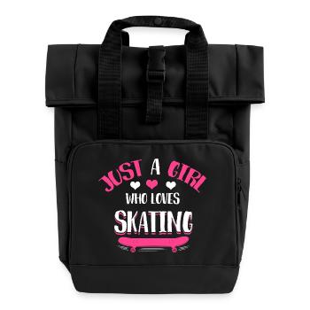 Just a Girl Who Loves Skating - Rolltop Rucksack mit zwei Griffen - Schwarz - Vorne