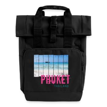 Phuket in Thailand Vintage Strand Urlaub Souvenir - Rolltop Rucksack mit zwei Griffen - Schwarz - Vorne