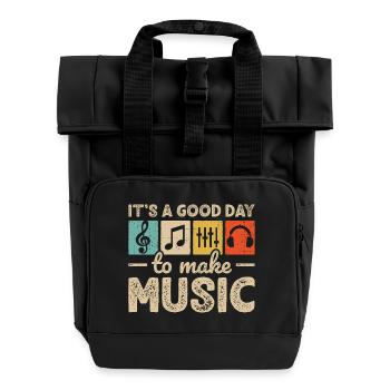 Musik-DJ Komponist Musiker Musikproduzent - Rolltop Rucksack mit zwei Griffen - Schwarz - Vorne