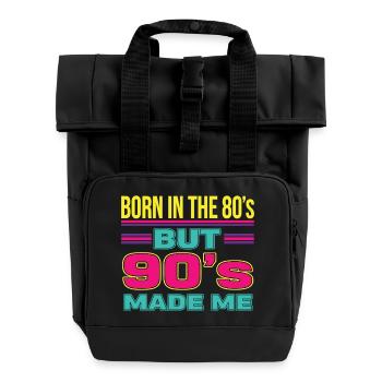 Born in the 80s But 90s Made Me Retro - Rolltop Rucksack mit zwei Griffen - Schwarz - Vorne